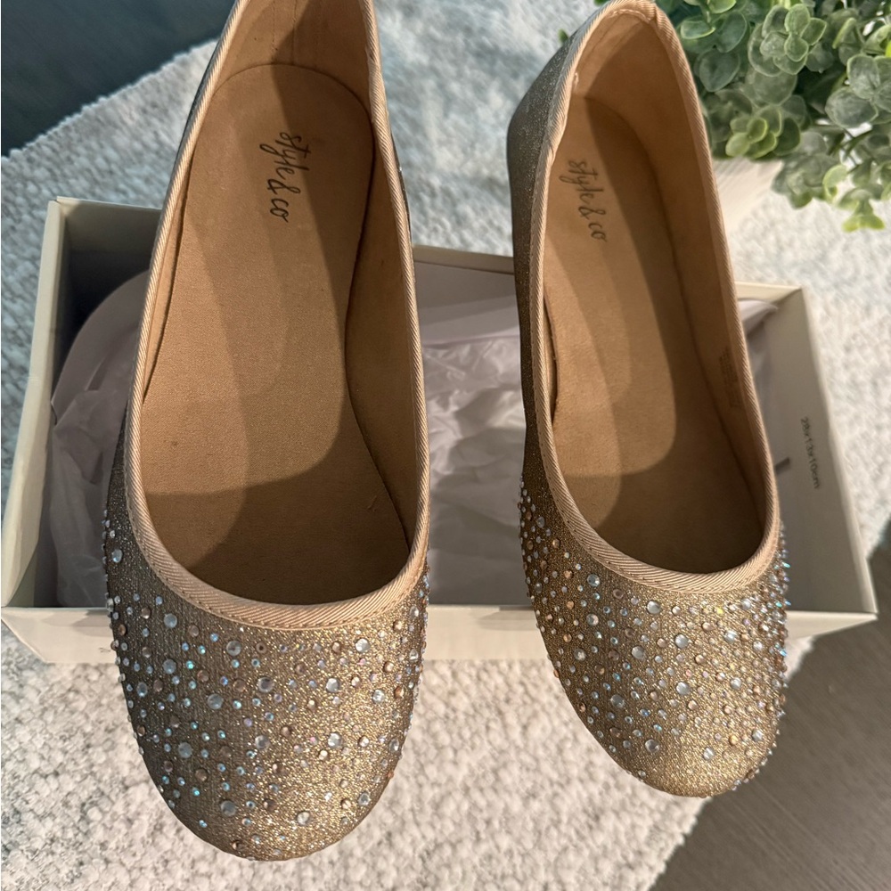 Style & Co. Gold Sparkle Flats